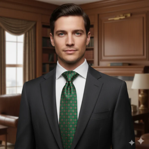 Corbata verde con estampado