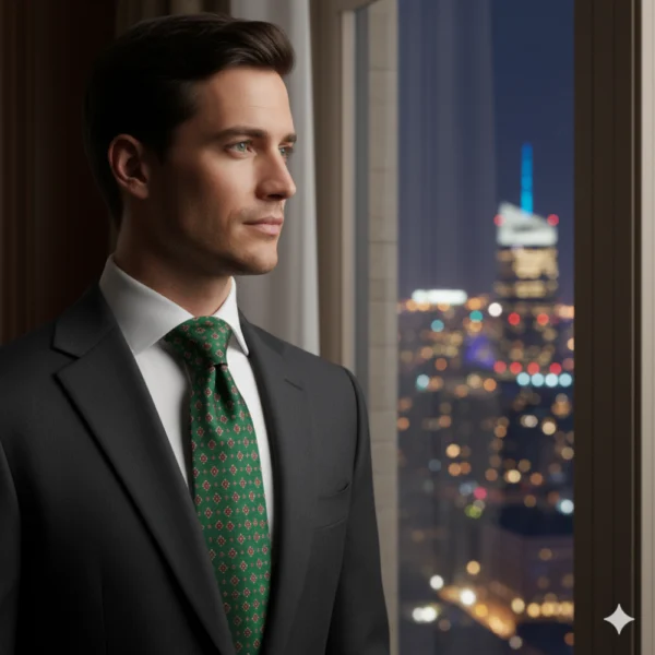 Corbata verde con estampado