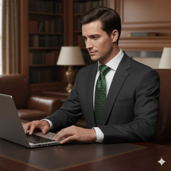 Corbata verde con estampado