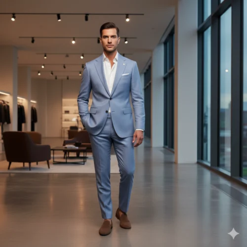 Traje azul claro Traje azul claro